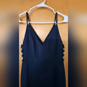 Fame & Partners •  Maxi  Gown • Navy Blue • Side Buttons • Zipper Back •Size 6